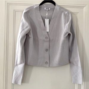 NWT 525 America ribbed cropped cardigan in light gray